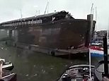 Worrying moment model Noah's Ark begins floating off in high winds