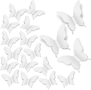 100Pcs White Butterfly Decor Set - 3D Paper Butterflies for Bedroom, Nursery & Crafts - Removable Wall Decals with a Durable Adhesive Base and Lightweight Design