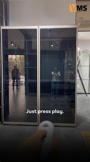 VMS Slim Glass Partitions on Instagram: "Introducing the seamless blend of luxury and innovation: Our automatic inline wardrobe. Control and elegance, right at your fingertips. #VMSPlus #automaticinline #wardrobe [ VMS Plus | Tech In Home | Interior Design | Remote Control | Smart Furniture | Automatic Inline Wardrobe | Slim Partition ]"