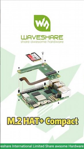 Raspberry Pi 5 M.2 HAT,Plug-in 2230 NVMe Drive,Auto-Detected by Pi Software#waveshare #raspberrypi5