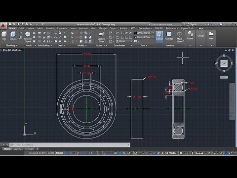 AutoCAD 2D, Ball Bearing No 6212, how to draw ball bearing, autoCAD training