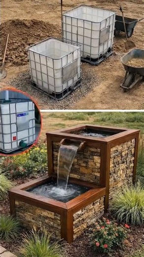 💧 DIY Garden Waterfall Using IBC Tank