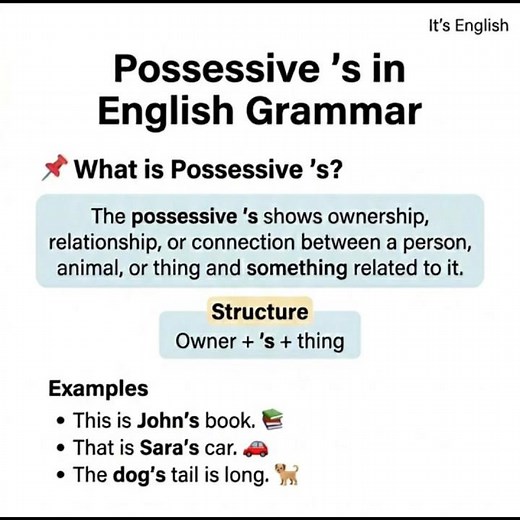 Possessive ’s in English | Easy Rules, Examples & Quiz | Learn English Grammar Fast
