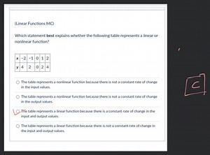 (Linear Functions MC)Which statement best explains whether th... | Filo