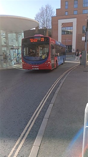 Warrington's Own Buses Volvo B7RLE Wright Eclipse 2 6023 (BD12 TEJ) departs Horsham Bus Station