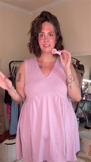 And plus size with an apron belly and I am trying on this oversized casual flowy dress that looks