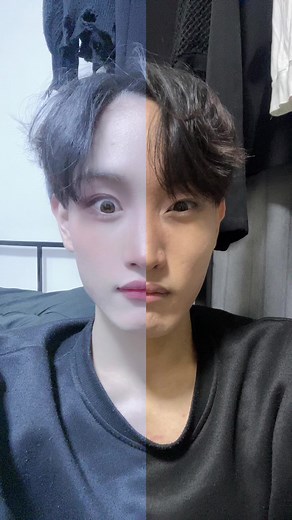 顔半分だけ変顔できるの俺だけじゃね？笑#顔半分だけ加工