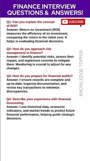 Finance Interview Questions and Answers | Finance Job Interview Questions and Answers