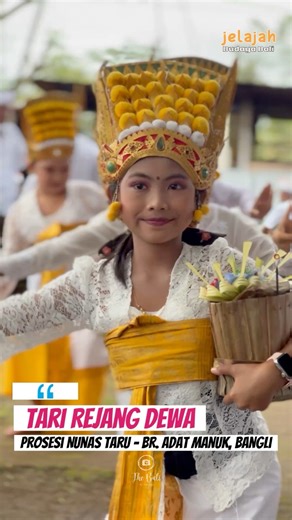 Tari Rejang Dewa adalah tarian sakral tradisional Bali yang berfungsi sebagai tarian penyambutan dan persembahan untuk menghormati serta menyambut kedatangan para dewa ke bumi. Tarian ini dipentaskan saat Prosesi Nunas Taru di Banjar Adat Manuk, Bangli. #rejangdewa #nunastaru #tariwali | Jelajah Budaya Bali