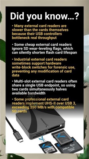 External card reader secrets: speed limits, wear leveling and data safety myths