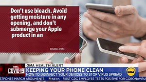 208K views · 563 reactions | Your phone can be a hotspot for germs. With heightened awareness of coronavirus, companies like Apple and Google are updating guidelines to help keep mobile phones and other devices clean. Becky Worley shows us how. gma.abc/38YWsW6 | Good Morning America | Facebook