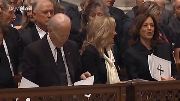 Biden and Kamala greet each other at Dick Cheney's funeral