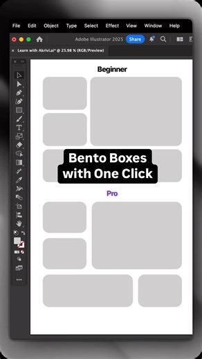 Akrivi® on Instagram: "Bento grids script in adobe illustrator⚡️ 1) Create a rectangle 2) Go to file > scripts > Instant Bento 3) Adjust weight for gutter Comment ‘BENTOGRIDS’ whilst its FREE🚨 Get the link straight to your DM’s! . . A new area of tools to help with brand presentations for designers. Akrivi Presenta’s first tool - Instant Bentos 🪄"