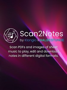 We’re excited to announce Klangio x @halbestunde Scan2Notes! By combining Halbestunde’s Scanner Technology and Klangio’s AI, digitalizing your sheet music is now easier than ever. Simply take a picture of your sheet music or upload it as a file. Scan2Notes will analyze the image and digitalize your score. It allows you to play and edit your notes as sheet music or piano roll. Finally, you can download your sheet as PDF, MusicXML or MIDI. Whether you want to digitalize your songbook, listen to th