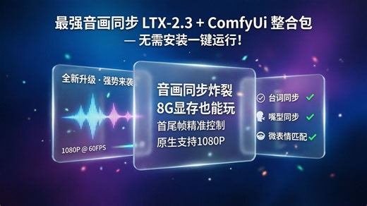 LTX2.3整合包强势来袭🔥音画同步太强了！台词、嘴型、微表情完美匹配，小白也能做影视级视频！
