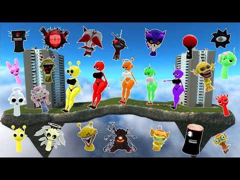 DESTROY MR SUN TREE FUN COMPUTER EVOLUTION ALL SPRUNKI FAMILY SPARTAN KICKING in SKY CONSTRUCT Gmod