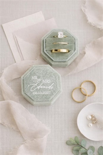 Triple Slot Octagon Velvet Ring Box | Custom Wedding Ring Box | Engagement Ring Box | Triple Slot | Modern Ring Box | Custom Ring Box - Etsy Australia