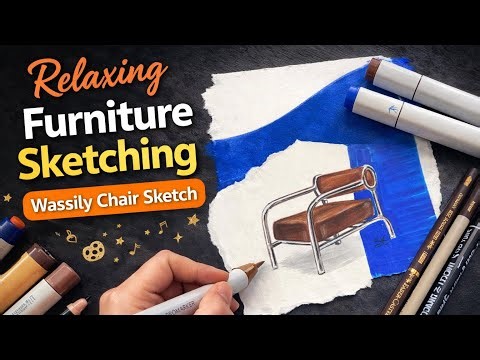 Relaxing Chair Sketching Process | Modern Furniture Drawing (No Talking)