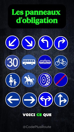 Comment apprendre les panneaux d'obligation du Code de la Route 🚗💡 Apprends le Code de la Route en toute simplicité avec @codeplusroute2 ! 📖✨ Des astuces, des quiz et des conseils pour 🤍💥 | Bonneconduite