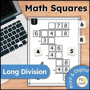 Long Division Math Tiles - Gifted Enrichment Logic Puzzles, Centers, Warm Ups