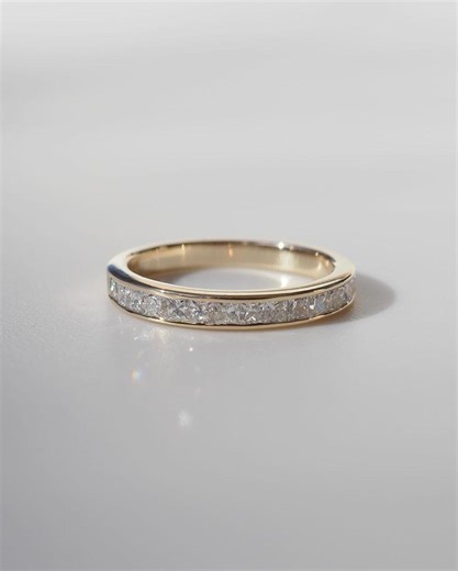 Channel Set Princess Diamond Wedding Band, Half Eternity Lab Grown Diamond Promise Band, Stackeble Band for Engagement Ring - Etsy
