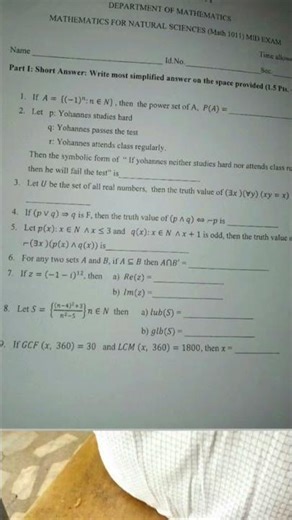 mathematics mid exam