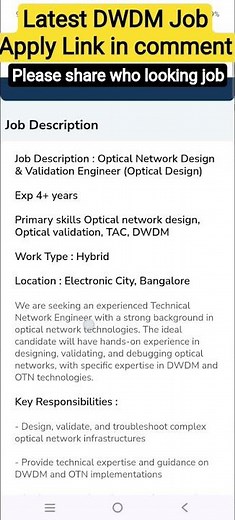 DWDM job #dwdm #job #india #jobs