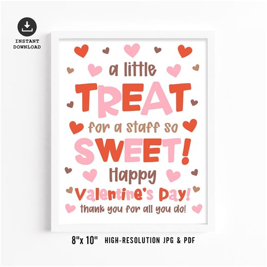 Valentine's Day Sweet Treat Table Sign, Staff Appreciation Printable Poster, PDF JPG Instant Download - Etsy