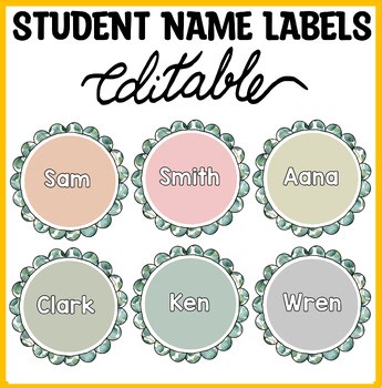 Botanical Name Plates, Leaves Theme Name Labels, Round Spring Nametags