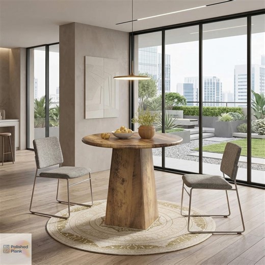 31" Round Dining Table With Robust Square Base. Rustic Brown Kitchen Table for 4 People. Small Space Dinner Table & Breakfast Nook Furniture - Etsy