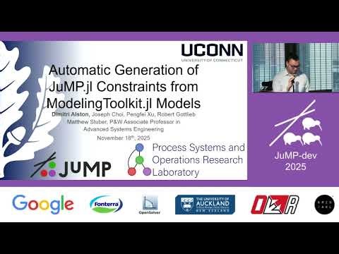 Automatic Generation of JuMP.jl Constraints from ModelingToolkit.jl Models | Dimitri Alston