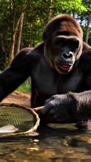 gorilla use net fish