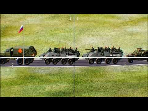 A convoy of cars with the letter Z was ambushed on a hillside.