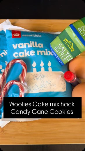 Courtney Bell on Instagram: "Candy Cane Cookies SAVE this recipe for when you need a festive treat but don’t want to dip into the present budget. These candy cane cookies are a great way to get your kids into the kitchen and bake something sweet for the festive season. All you need is; 200g butter 2 eggs 2 packets of Woolies Vanilla Cake Mix Red food colour Some candy canes your kids brought home from school See the full reel for the details on how to makes these simple, cheap cookies #mumlife #