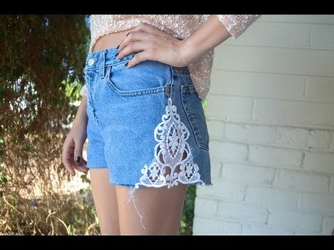 D.I.Y: Denim Lace Inset Shorts