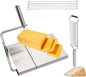 Cheese Cutters for Block Cheese & Cheese Grater Handheld | Cheese Slicer Wire | Cheese Cutter With Wire | Cheese Slicers For Block Cheese | Cheese Slicer Board + 5 Replacement Wires