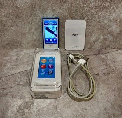 Apple iPod Nano 7th Gen Model A1446 16GB Blue Bundle Box, Charging Cable + Songs | eBay