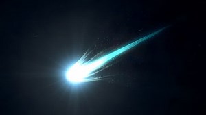 Brilliant bright beautiful close up view blue comet, magnesium element.