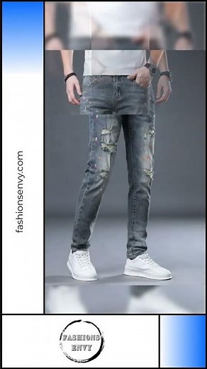 Distressed Jeans Men - Slim Fit Ripped Denim Pants