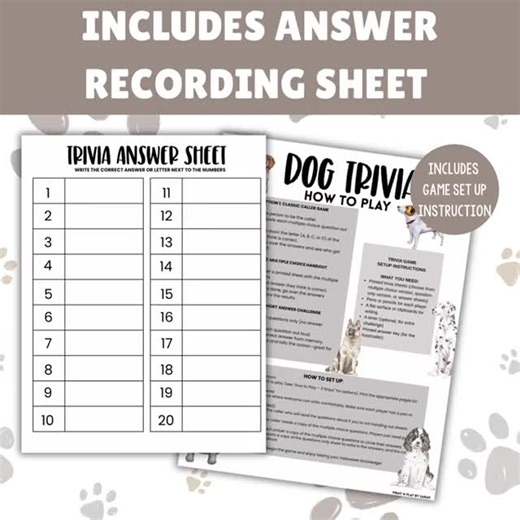 Dog Trivia Printable Animal Trivia Game With Answes, Digital Download for Parties or Trivia Night, Multiple Choice Dog Quiz for Dog Lovers - Etsy UK