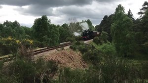 Under an impressive sky on Thursday 23rd May our 2.45pm train from Aviemore begins the descent from Kinchurdy Bridge to Boat of Garten. The passengers are enjoying the beautiful Highland scenery and our very special and highly recommended Afternoon Tea...! | Strathspey Steam Railway
