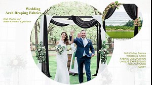 Wedding Arch Draping Fabrics Black 2 Panels Chiffon Fabric Drapery 18FT Voile Wedding Archway 6 Yards Wedding Ceremony Reception Swag Decorations Sheer Fabric for Draping Chiffon Drapes Swag