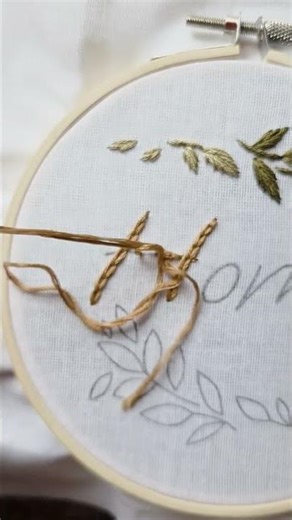 Reversed chain stitch quick tutorial🌿 #embroidery #tutorial #diy #craft #handmade #art #stitch
