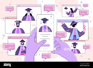 graduated students discussing during video call graduates celebrating academic diploma degree education university Stock Vector Image & Art - Alamy