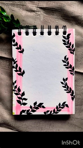 Easy Leaf Border Design 🍃✨ | Mini Notebook Decoration Idea #short #calligraphy #art #asthetic