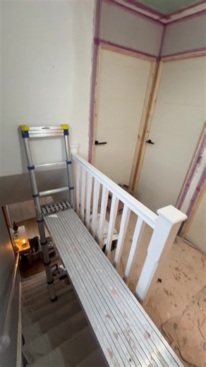 Top hall transformation completed ✅ Artex ceiling skimmed out smooth and walls plastered for a fresh, modern finish #Plastering #ArtexRemoval #Skimming #HomeImprovement #Renovation