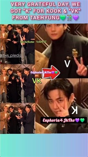 TAEKOOK'S SPECIFIC 'VK'SIGN FROM TAEHYUNG🌈💜💚😍#vkook #taekooklover #ytshorts #btsshorts #trending