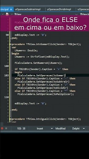 Como alinhar ELSE? 🧐#delphiiniciantes #delphi #dicasdelphi #programação