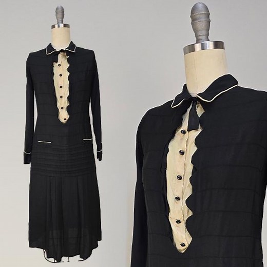 1920s Dress / 1920s Day Dress / Flapper Dress / Long Sleeved 1920s Dress / Shirtwaist Dress / Size Extra Small Petite - Etsy