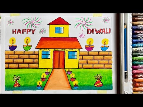 Diwali Drawing Easy for Beginners || Diwali Poster Making || Easy Diwali Drawing